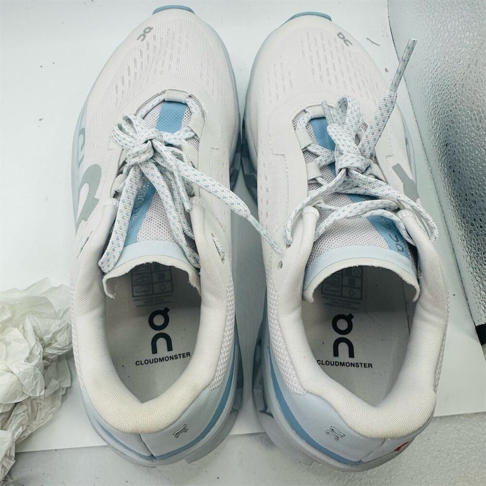 On Running Cloudmonster Women's Running Shoes Frost/Wash White Blue Size 8 - Picture 9 of 9